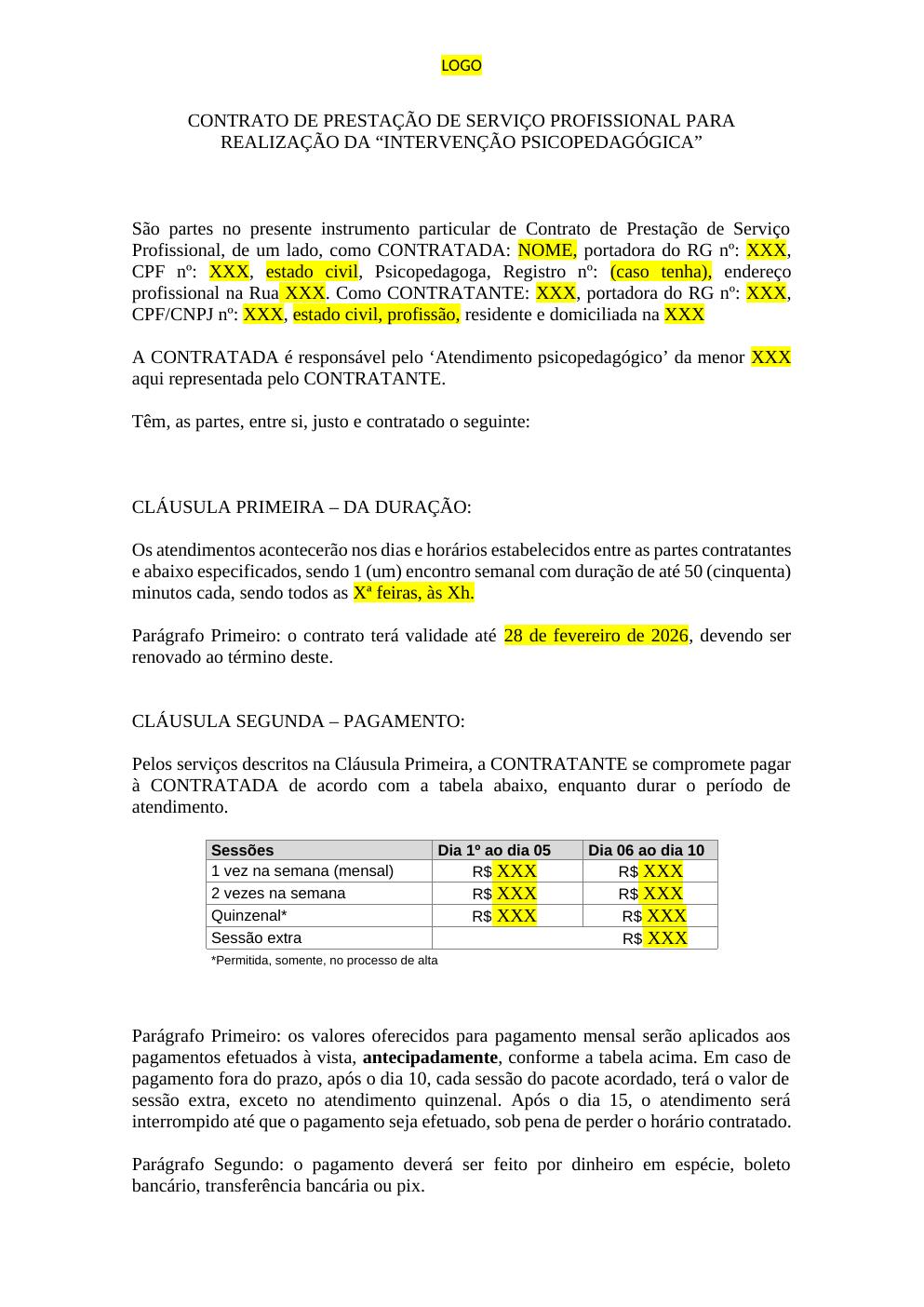 Contrato Intervenção Mensal